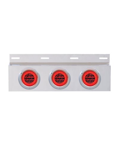 (BULK) STAINLESS STEEL TOP ,UD FLAP LIGHT BRACKET W/THREE 21 RED LED "GLO" LIGHT W/ BEZEL - RED LENS (BULK) STAINLESS STEEL TOP ,UD FLAP LIGHT BRACKET W/THREE 21 RED LED "GLO" LIGHT W/ BEZEL - RED LENS