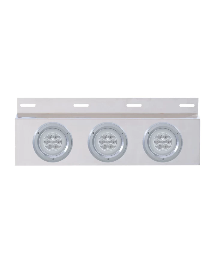 (BULK) STAINLESS STEEL TOP ,UD FLAP LIGHT BRACKET W/THREE 21 RED LED "GLO" LIGHT W/ BEZEL - CLEAR LENS (BULK) STAINLESS STEEL TOP ,UD FLAP LIGHT BRACKET W/THREE 21 RED LED "GLO" LIGHT W/ BEZEL - CLEAR LENS