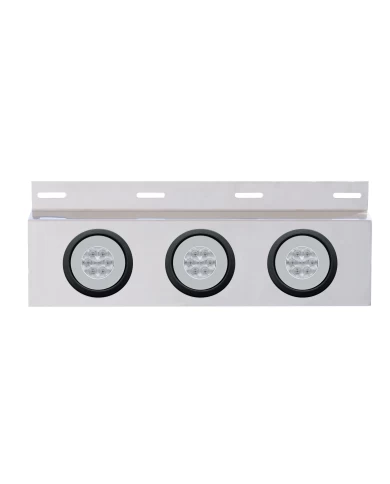 (BULK) STAINLESS STEEL TOP ,UD FLAP LIGHT BRACKET W/THREE 21 RED LED "GLO" LIGHT W/ GROMMET - CLEAR LENS (BULK) STAINLESS STEEL TOP ,UD FLAP LIGHT BRACKET W/THREE 21 RED LED "GLO" LIGHT W/ GROMMET - CLEAR LENS