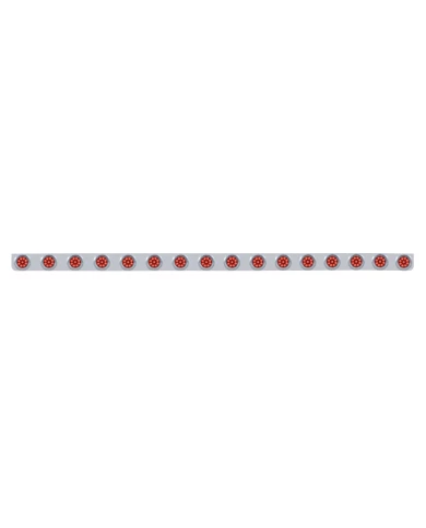 (BULK) S.S. 79.5" X 3.5" BUMPER LIGHT BRACKET W/ SIXTEEN 9 RED 2" REFLECTOR CLEARANCE/MARKER LIGHT W/ VISOR - RED LENS (BULK) S.S. 79.5" X 3.5" BUMPER LIGHT BRACKET W/ SIXTEEN 9 RED 2" REFLECTOR CLEARANCE/MARKER LIGHT W/ VISOR - RED LENS