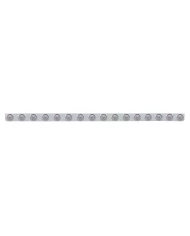 (BULK) S.S. 79.5" X 3.5" BUMPER LIGHT BRACKET W/ SIXTEEN 9 RED 2" "BEEHIVE" CLEARANCE/MARKER LIGHT W/ VISOR - CLEAR LENS