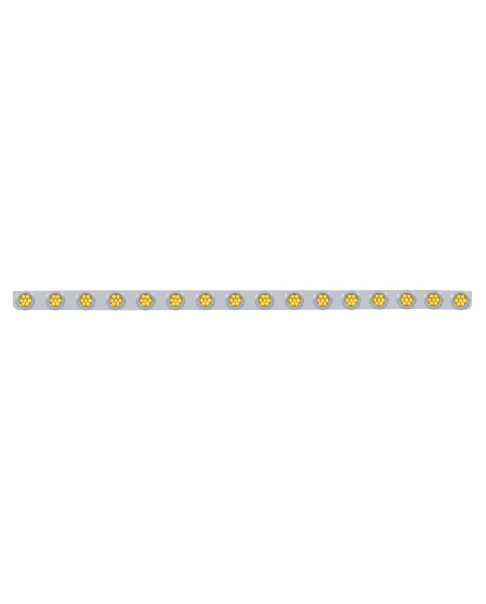(BULK) S.S. 79.5" X 3.5" BUMPER LIGHT BRACKET W/ SIXTEEN 7 AMBER 2" REFLECTOR CLEARANCE/MARKER LIGHT W/ FLAT BEZEL - AMBER LENS