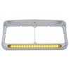 UP32346-Chrome Rectangular Dual Headlight Bezel With Visor & 19 LED Light Bar - Amber LED/Amber Lens