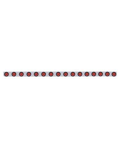 (BULK) S.S. 79.5" X 3.5" BUMPER LIGHT BRACKET W/ SIXTEEN 9 RED 2" REFLECTOR CLEARANCE/MARKER LIGHT W/ GROMMET - RED LENS (BULK) S.S. 79.5" X 3.5" BUMPER LIGHT BRACKET W/ SIXTEEN 9 RED 2" REFLECTOR CLEARANCE/MARKER LIGHT W/ GROMMET - RED LENS