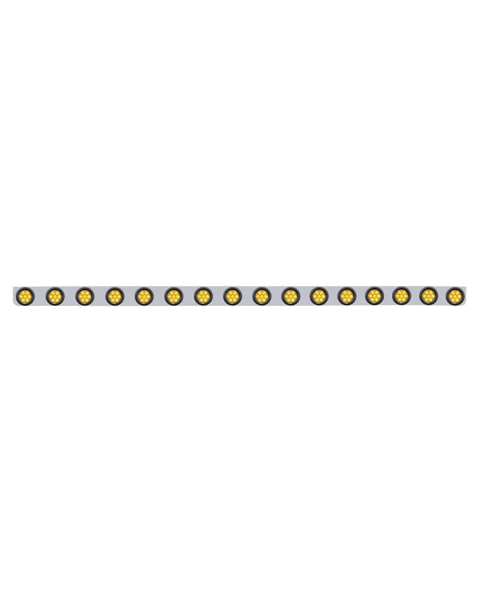 (BULK) S.S. 79.5" X 3.5" BUMPER LIGHT BRACKET W/ SIXTEEN 7 AMBER 2" REFLECTOR CLEARANCE/MARKER LIGHT W/ GROMMET - AMBER LENS
