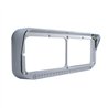 UP32347-Chrome Rectangular Dual Headlight Bezel With Visor & 19 LED Light Bar - Amber LED/Clear Lens