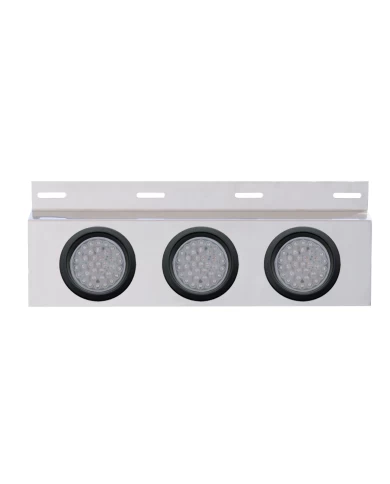 (BULK) STAINLESS STEEL TOP MUD FLAP LIGHT BRACKET W/ THREE 36 LED 4" LIGHT W/ GROMMET - CLEAR LENS (BULK) STAINLESS STEEL TOP MUD FLAP LIGHT BRACKET W/ THREE 36 LED 4" LIGHT W/ GROMMET - CLEAR LENS