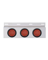 (BULK) STAINLESS STEEL TOP MUD FLAP LIGHT BRACKET W/ THREE 12 LED 4" LIGHT W/ GROMMET - RED LENS (BULK) STAINLESS STEEL TOP MUD FLAP LIGHT BRACKET W/ THREE 12 LED 4" LIGHT W/ GROMMET - RED LENS