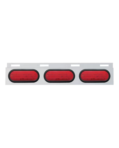 (BULK) STAINLESS STEEL TOP MUD FLAP LIGHT BRACKET W/ THREE 60 LED OVAL LIGHT W/ GROMMET - RED LENS (BULK) STAINLESS STEEL TOP MUD FLAP LIGHT BRACKET W/ THREE 60 LED OVAL LIGHT W/ GROMMET - RED LENS