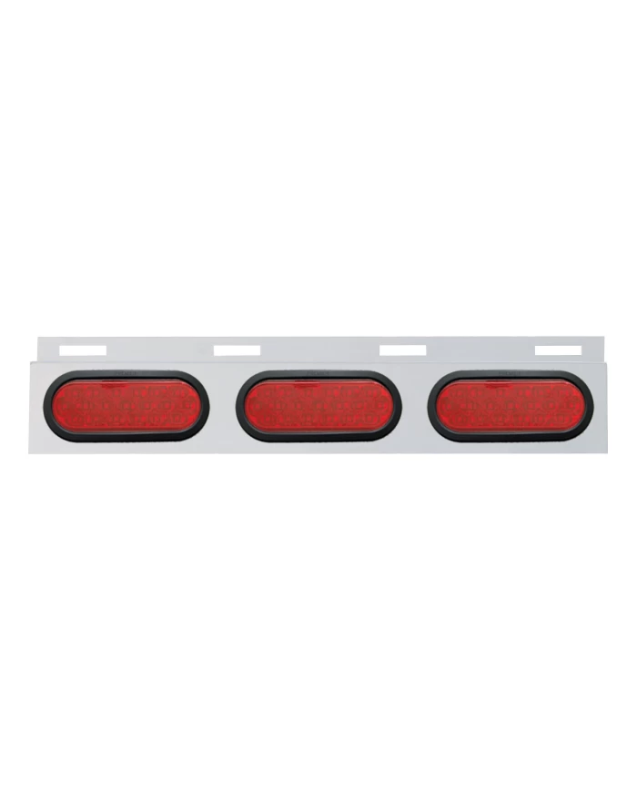 (BULK) STAINLESS STEEL TOP MUD FLAP LIGHT BRACKET W/ THREE 19 LED OVAL LIGHT W/ GROMMET - RED LENS (BULK) STAINLESS STEEL TOP MUD FLAP LIGHT BRACKET W/ THREE 19 LED OVAL LIGHT W/ GROMMET - RED LENS