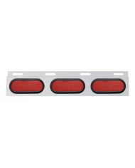 (BULK) STAINLESS STEEL TOP MUD FLAP LIGHT BRACKET W/ THREE 19 LED OVAL LIGHT W/ GROMMET - RED LENS