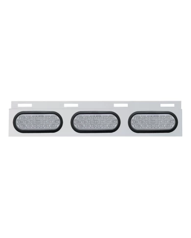 (BULK) STAINLESS STEEL TOP MUD FLAP LIGHT BRACKET W/ THREE 19 LED OVAL LIGHT W/ GROMMET - CLEAR LENS (BULK) STAINLESS STEEL TOP MUD FLAP LIGHT BRACKET W/ THREE 19 LED OVAL LIGHT W/ GROMMET - CLEAR LENS