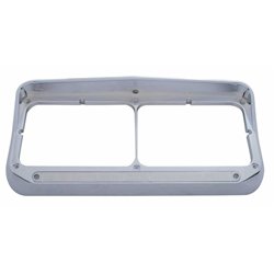 UP32349-14 LED Chrome Rectangular Dual Headlight Bezel With Visor - Amber LED/Chrome Lens