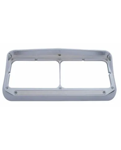 UP32349-14 LED Chrome Rectangular Dual Headlight Bezel With Visor - Amber LED/Chrome Lens