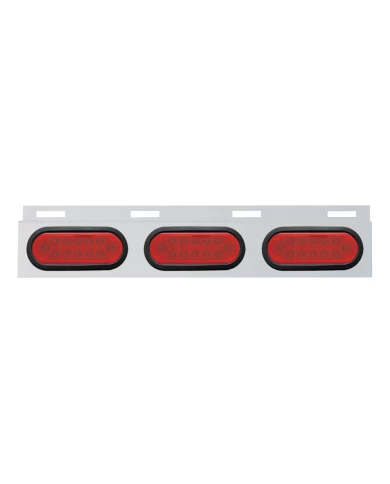 (BULK) STAINLESS STEEL TOP MUD FLAP LIGHT BRACKET W/ THREE 12 LED OVAL LIGHT W/ GROMMET - RED LENS (BULK) STAINLESS STEEL TOP MUD FLAP LIGHT BRACKET W/ THREE 12 LED OVAL LIGHT W/ GROMMET - RED LENS