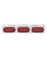 (BULK) STAINLESS STEEL TOP MUD FLAP LIGHT BRACKET W/ THREE 12 LED OVAL LIGHT W/ GROMMET - RED LENS (BULK) STAINLESS STEEL TOP MUD FLAP LIGHT BRACKET W/ THREE 12 LED OVAL LIGHT W/ GROMMET - RED LENS