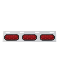 (BULK) STAINLESS STEEL TOP MUD FLAP LIGHT BRACKET W/ THREE 10 LED OVAL LIGHT W/ GROMMET - RED LENS (BULK) STAINLESS STEEL TOP MUD FLAP LIGHT BRACKET W/ THREE 10 LED OVAL LIGHT W/ GROMMET - RED LENS
