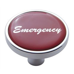 UP23308-"Emergency" Short Air Valve Knob - Red Glossy Sticker