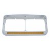 UP32351-14 LED Chrome Rectangular Dual Headlight Bezel With Visor - Amber LED/Amber Lens