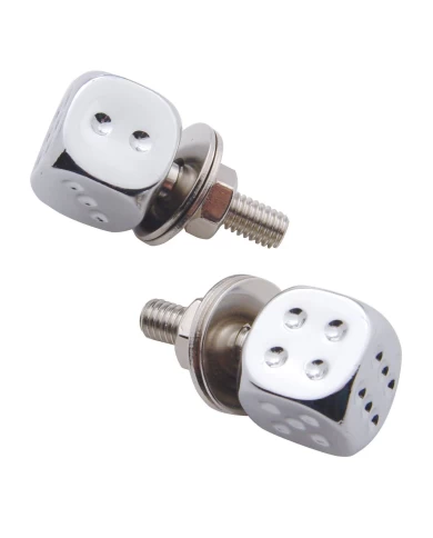 (2/CARD) DICE LICENSE PLATE FASTENER - CHROME (2/CARD) DICE LICENSE PLATE FASTENER - CHROME