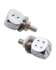 (2/CARD) DICE LICENSE PLATE FASTENER - CHROME