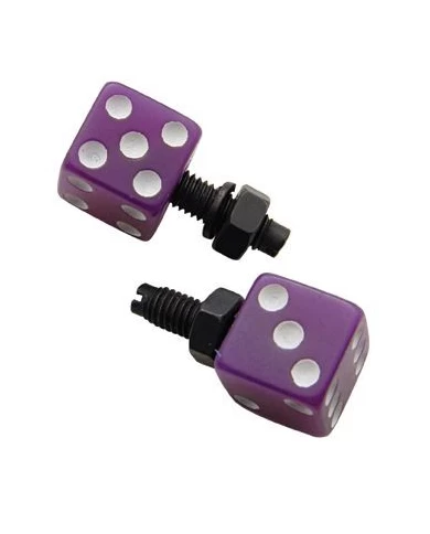 (2/CARD) DICE LICENSE PLATE FASTENER - PURPLE W/ WHITE DOT (2/CARD) DICE LICENSE PLATE FASTENER - PURPLE W/ WHITE DOT