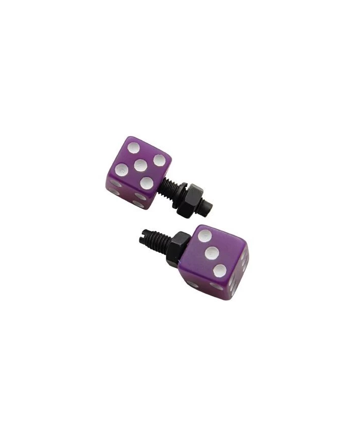 (2/CARD) DICE LICENSE PLATE FASTENER - PURPLE W/ WHITE DOT