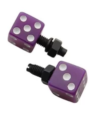 (2/CARD) DICE LICENSE PLATE FASTENER - PURPLE W/ WHITE DOT (2/CARD) DICE LICENSE PLATE FASTENER - PURPLE W/ WHITE DOT