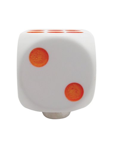 *CLOSEOUT* (BULK) 1 3/4" WHITE DICE GEARSHIFT KNOB W/ FLUORESCENT DOTS *CLOSEOUT* (BULK) 1 3/4" WHITE DICE GEARSHIFT KNOB W/ FLUORESCENT DOTS