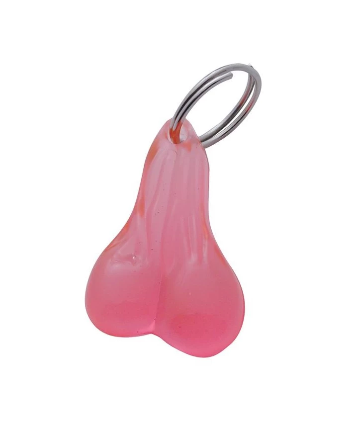 (CARD) PLASTIC SMALL BALLS NOVELTY KEY CHAIN - PINK