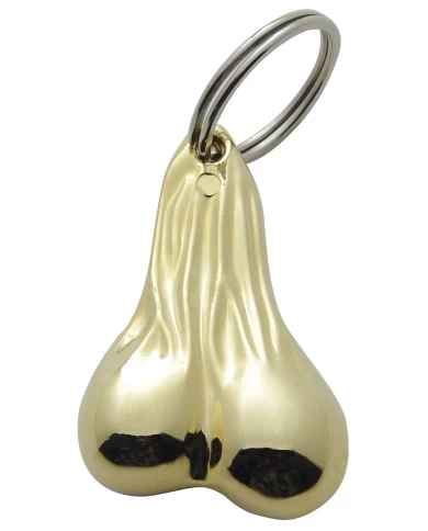 (CARD) GOLD DIE CAST SMALL BALLS NOVELTY KEY CHAIN (CARD) GOLD DIE CAST SMALL BALLS NOVELTY KEY CHAIN