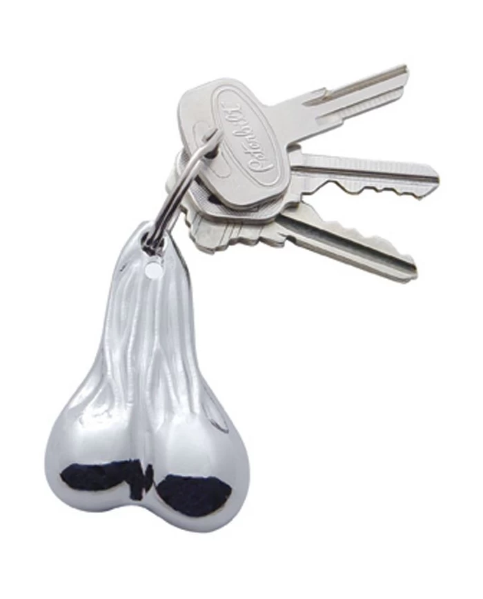 (CARD) CHROME DIE CAST SMALL BALLS NOVELTY KEY CHAIN
