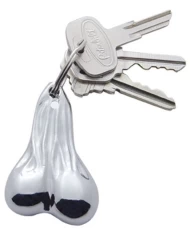 (CARD) CHROME DIE CAST SMALL BALLS NOVELTY KEY CHAIN