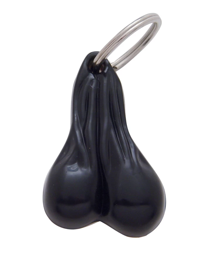 (CARD) PLASTIC SMALL BALLS NOVELTY KEY CHAIN - BLACK