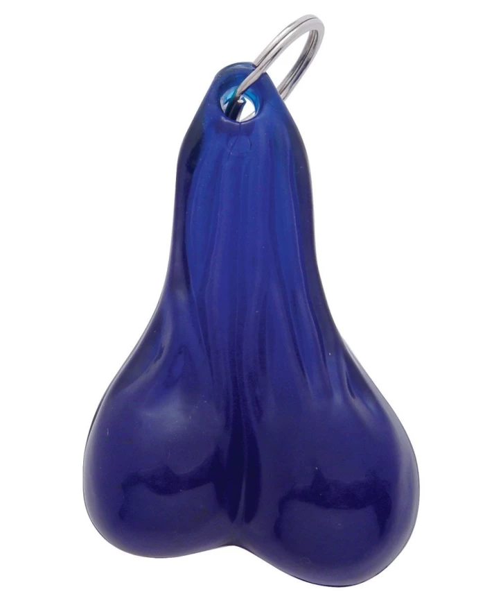 (BULK) PLASTIC MEDIUM BALLS NOVELTY KEY CHAIN - BLUE