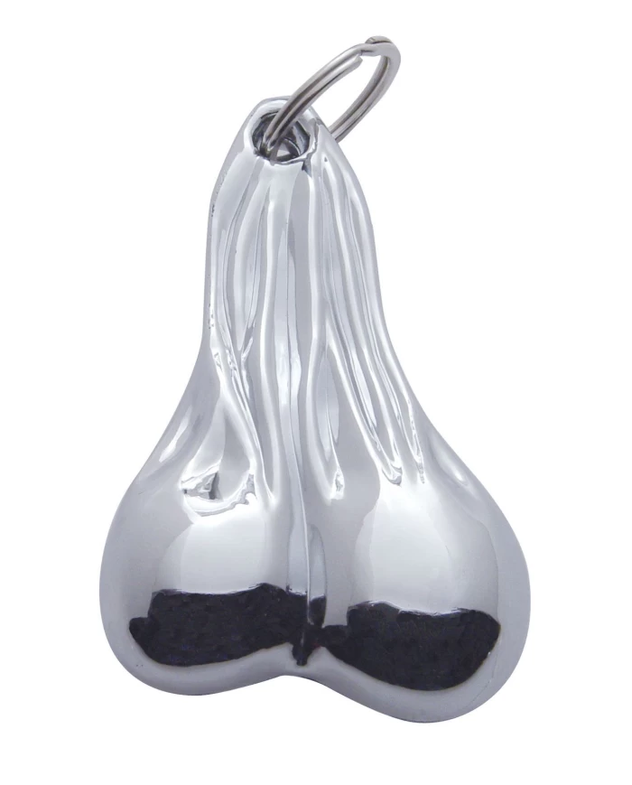 (CARD) CHROME PLASTIC MEDIUM BALLS NOVELTY KEY CHAIN