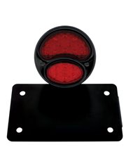 (BOX) "DUO LAMP" LED TAILL LIGHT - BLACK RIM/BLACK HOUSING W/BK BOBBER STYLE BRACKET - HORIZONTAL