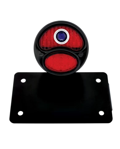 (BOX) "DUO LAMP" LED TAILL LIGHT W/BLUE DOT - BLACK RIM/BLACK HOUSING W/BK BOBBER STYLE BRACKET - HORIZONTAL (BOX) "DUO LAMP" LED TAILL LIGHT W/BLUE DOT - BLACK RIM/BLACK HOUSING W/BK BOBBER STYLE BRACKET - HORIZONTAL
