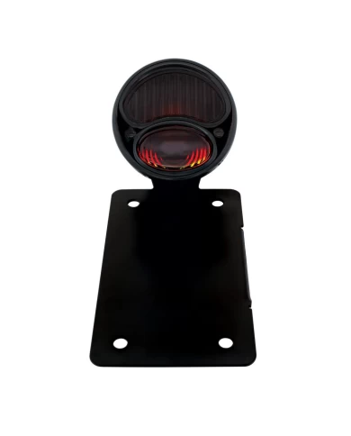 (BOX) "DUO LAMP" TAILL LIGHT W/RED GLASS LENS - BLACK RIM/BLACK HOUSING W/BK BOBBER STYLE BRACKET - VERTICAL (BOX) "DUO LAMP" TAILL LIGHT W/RED GLASS LENS - BLACK RIM/BLACK HOUSING W/BK BOBBER STYLE BRACKET - VERTICAL