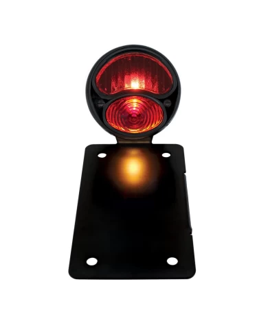 (BOX) "DUO LAMP" TAILL LIGHT W/RED GLASS LENS - BLACK RIM/BLACK HOUSING W/BK BOBBER STYLE BRACKET - VERTICAL (BOX) "DUO LAMP" TAILL LIGHT W/RED GLASS LENS - BLACK RIM/BLACK HOUSING W/BK BOBBER STYLE BRACKET - VERTICAL