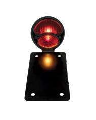 (BOX) "DUO LAMP" TAILL LIGHT W/RED GLASS LENS - BLACK RIM/BLACK HOUSING W/BK BOBBER STYLE BRACKET - VERTICAL