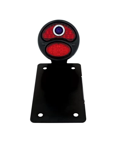 (BOX) "DUO LAMP" LED TAILL LIGHT W/BLUE DOT - BLACK RIM/BLACK HOUSING W/BK BOBBER STYLE BRACKET - VERTICAL (BOX) "DUO LAMP" LED TAILL LIGHT W/BLUE DOT - BLACK RIM/BLACK HOUSING W/BK BOBBER STYLE BRACKET - VERTICAL