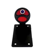 (BOX) "DUO LAMP" LED TAILL LIGHT W/BLUE DOT - BLACK RIM/BLACK HOUSING W/BK BOBBER STYLE BRACKET - VERTICAL
