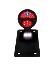 (BOX) "DUO LAMP" LED TAILL LIGHT W/BLUE DOT - BLACK RIM/BLACK HOUSING W/BK BOBBER STYLE BRACKET - VERTICAL