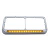 UP32381-14 LED Chrome Rectangular Dual Headlight Bezel - Amber LED/Amber Lens