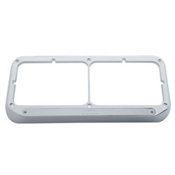 UP32383-14 LED Chrome Rectangular Dual Headlight Bezel - Amber LED/Chrome Lens