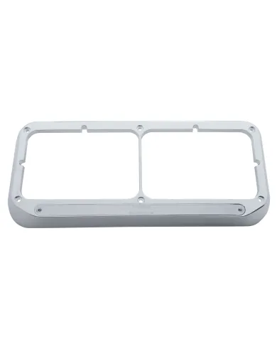 UP32383-14 LED Chrome Rectangular Dual Headlight Bezel - Amber LED/Chrome Lens