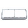 UP32384-14 LED Chrome Rectangular Dual Headlight Bezel - White LED/Clear Lens
