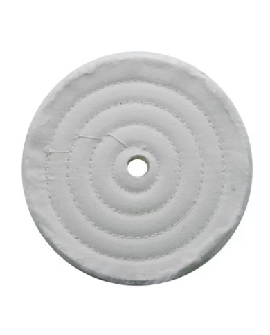 (CARD) 6" WHITE SPIRAL & CONCENTRIC SEWED MUSLIN WHEEL - 72 PLY. & 5/8" ARBOR (CARD) 6" WHITE SPIRAL & CONCENTRIC SEWED MUSLIN WHEEL - 72 PLY. & 5/8" ARBOR