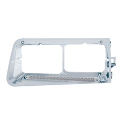 UP32487-19 LED Headlight Bezel For 1989-2009 Freightliner FLD - Driver - Amber LED/Clear Lens